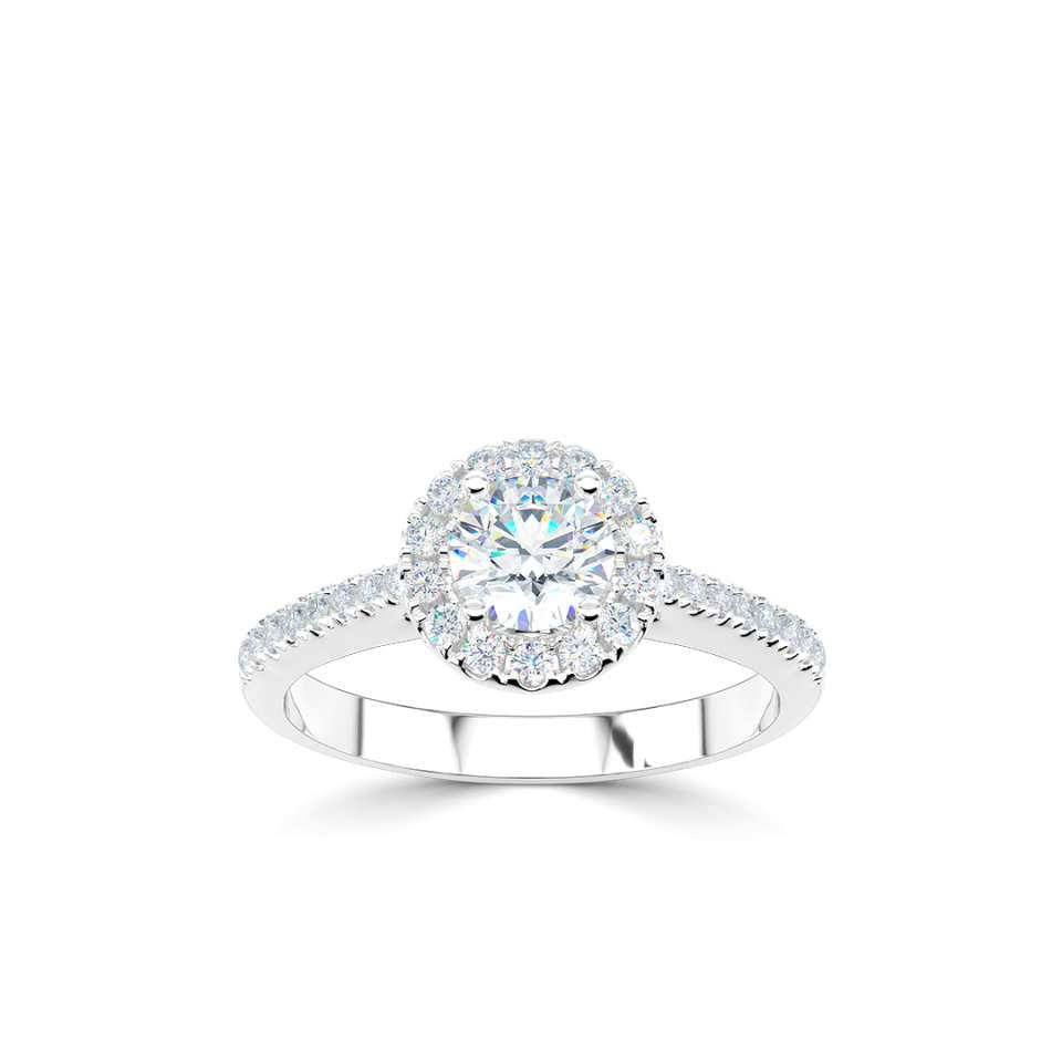 0.77ct Round Brilliant Diamond Halo Ring in Platinum