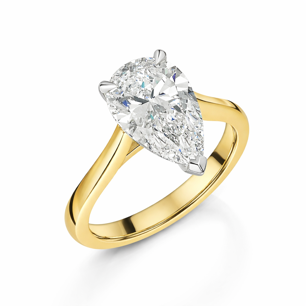 2.10ct Pear Cut Lab Grown Diamond Ring in 18ct Yellow Gold
