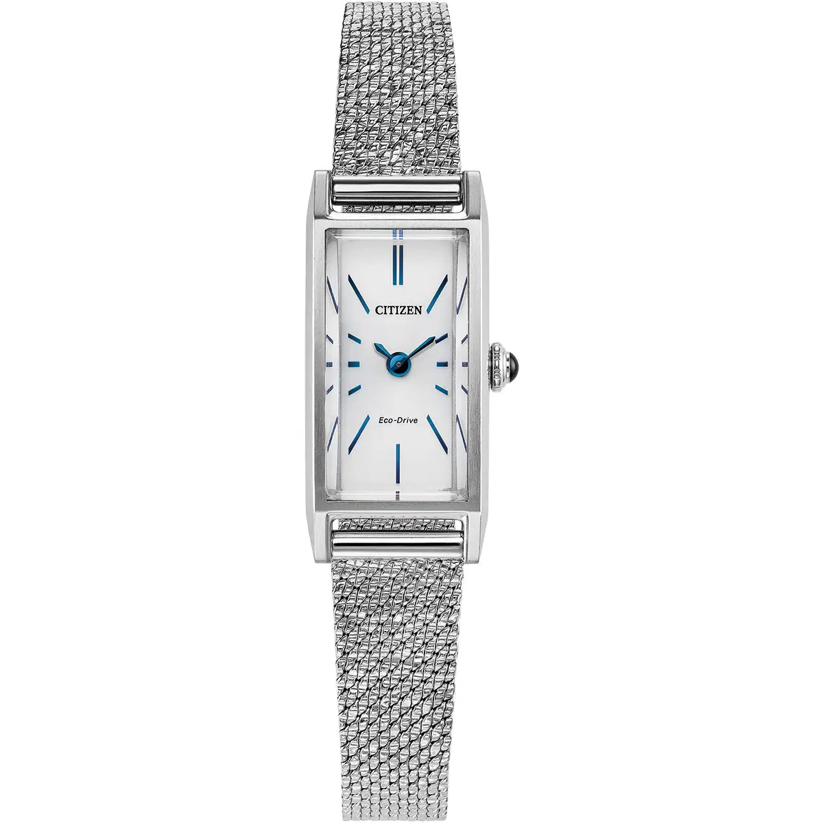 Silver watch with a textured band on a white background