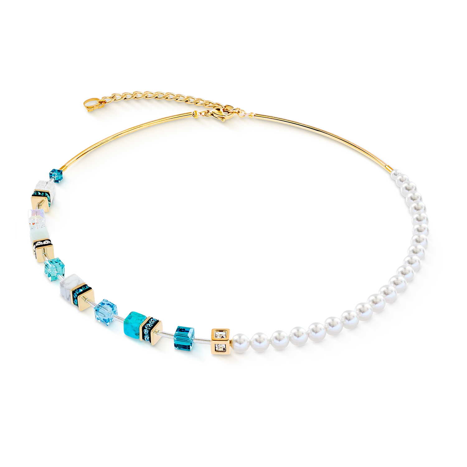 Coeur De Lion GeoCUBE® Precious Fusion Pearls Turquoise Necklace