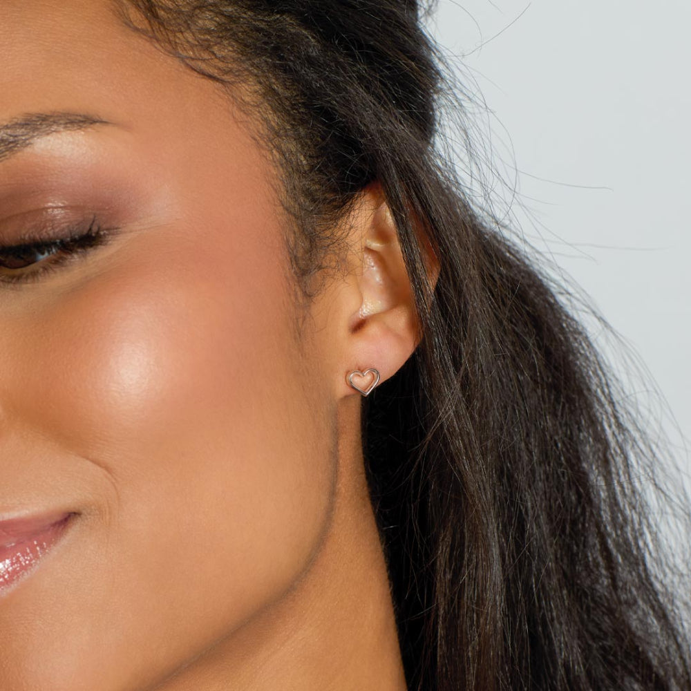 Love Silver Heart Stud Earrings