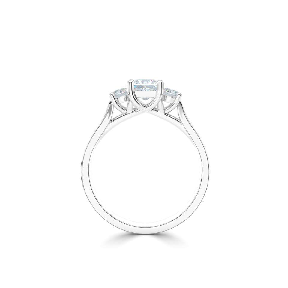 0.82ct Princess & Round Brilliant Cut Diamond Trilogy Ring in Platinum