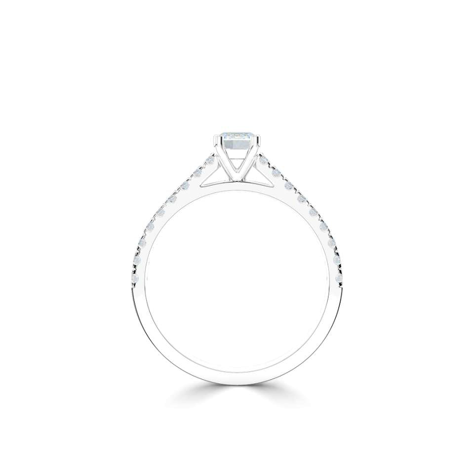 0.25ct D VS2 Emerald Cut Diamond Shoulder Ring in Platinum