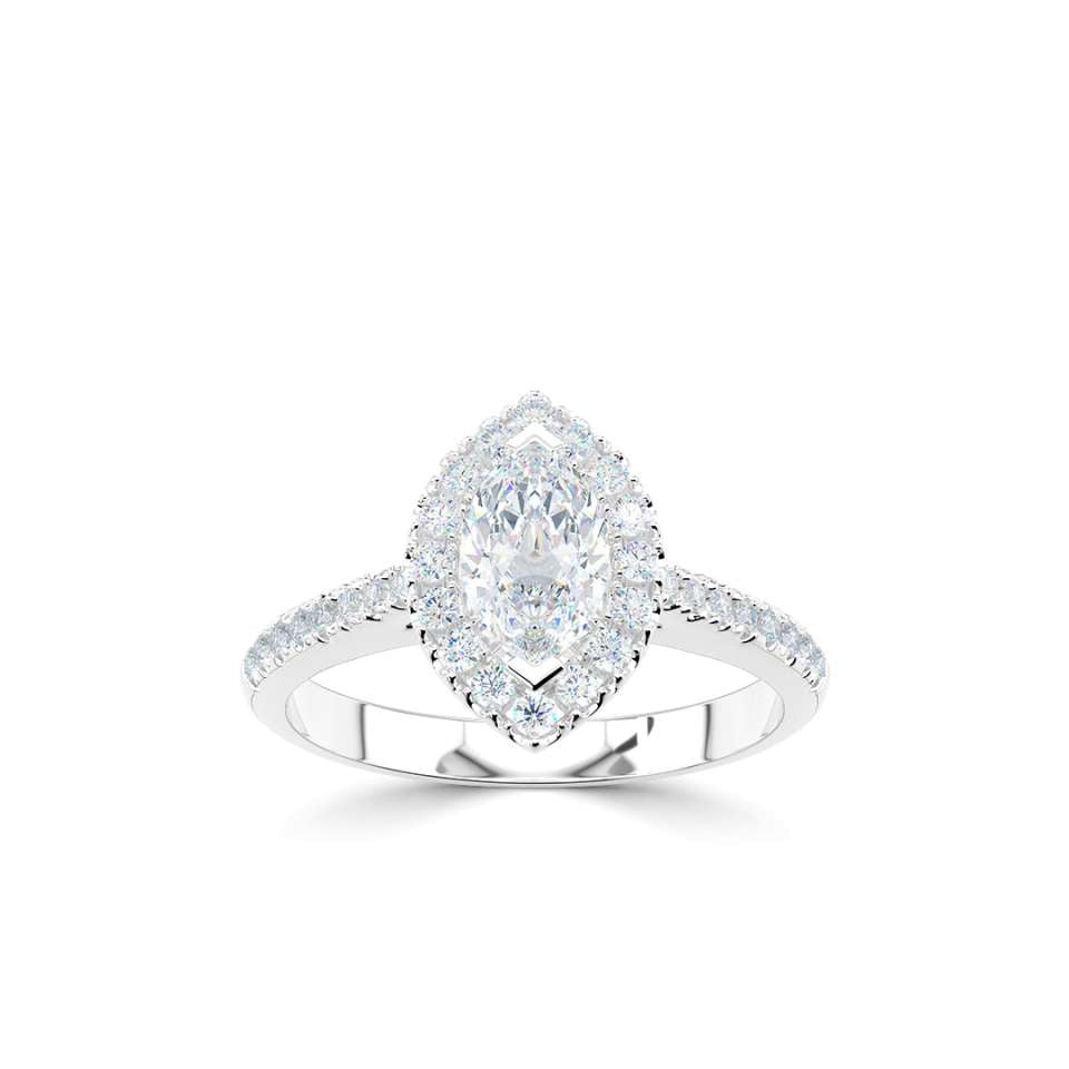 0.64ct Total Marquise Cut Diamond Halo Ring in Platinum