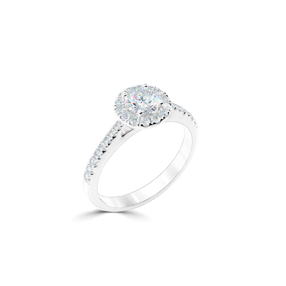 0.77ct Round Brilliant Diamond Halo Ring in Platinum