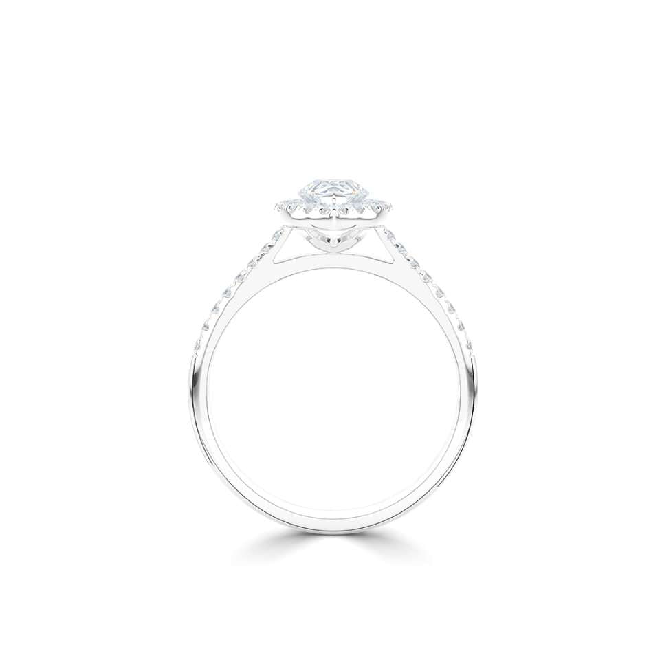 1.14ct Total Pear Cut Diamond Halo Ring in Platinum