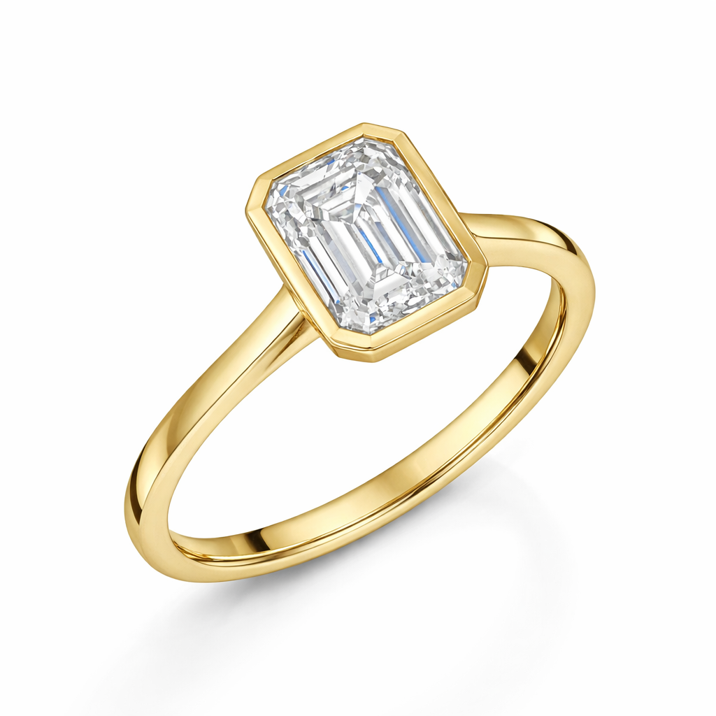2.00ct Emerald Cut Lab Grown Diamond Ring in 18ct Yellow Gold