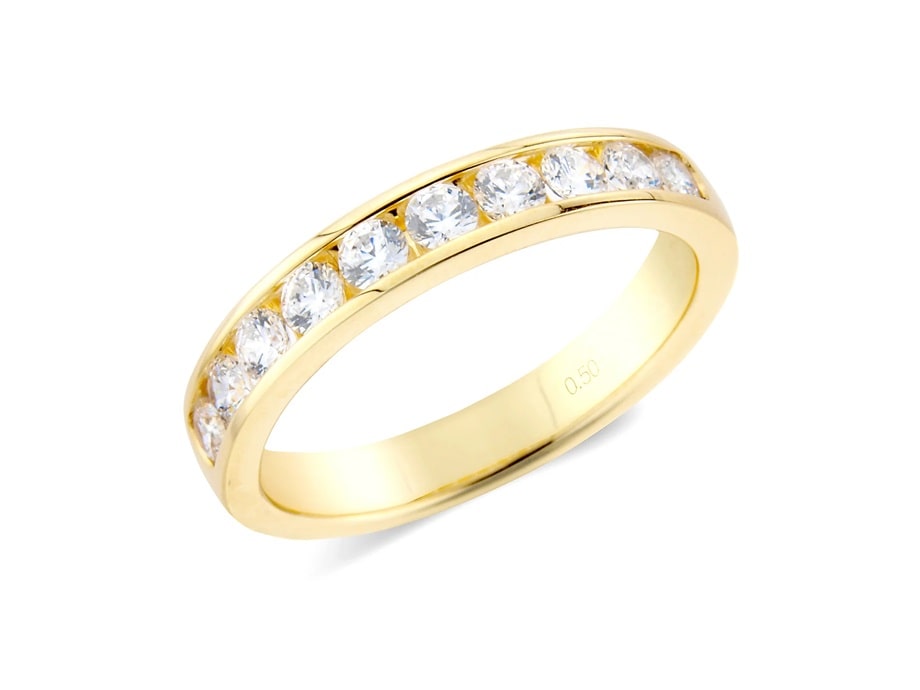 9ct 0.50ct channel set brilliant cut diamond band ring