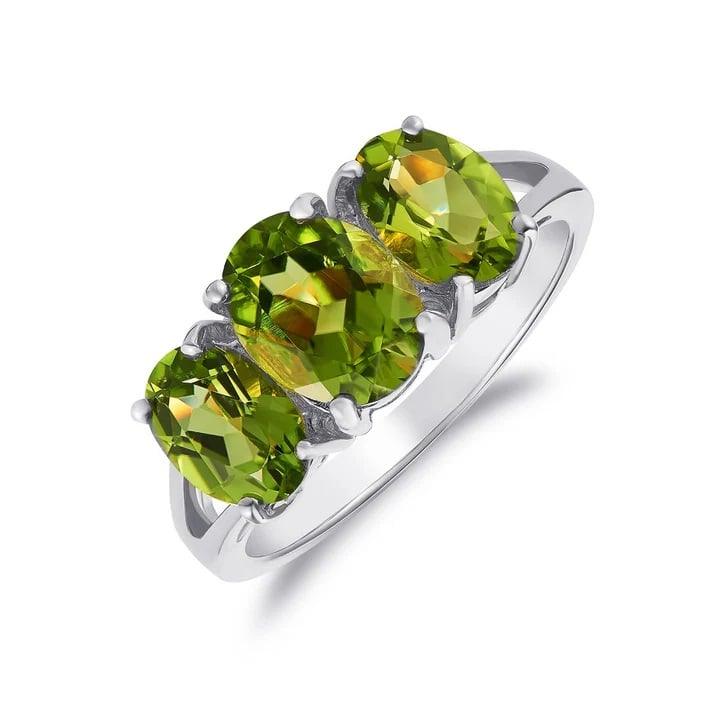 9ct White Peridot Triogy Ring