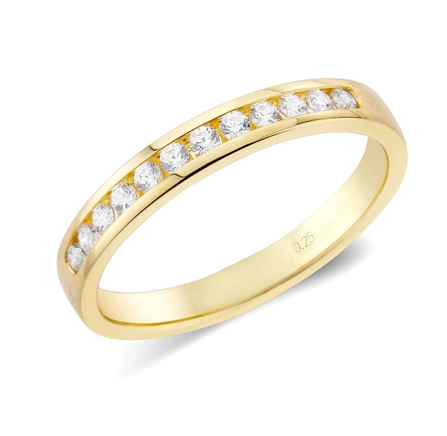 9ct Yellow 0.25ct Channel Set Diamond Eternity Ring