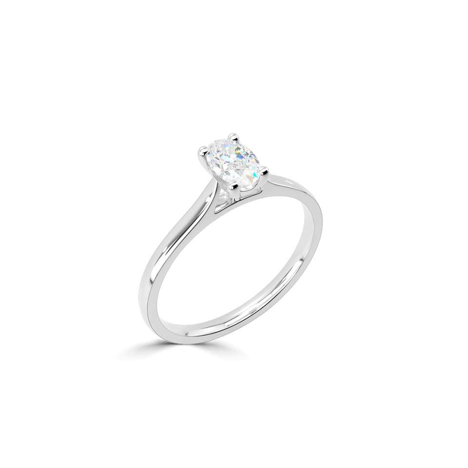 9ct White Gold ring with a diamond on a white background