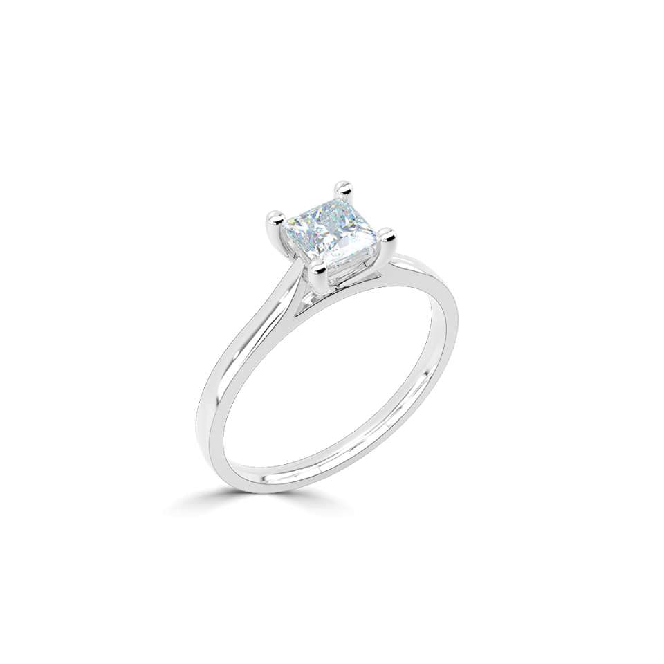 0.50ct D VVS2 Princess Cut Diamond Solitaire Ring