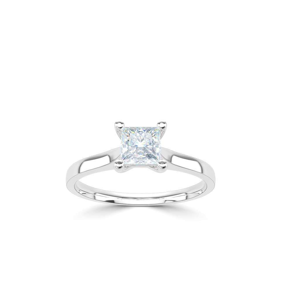 0.50ct D VVS2 Princess Cut Diamond Solitaire Ring
