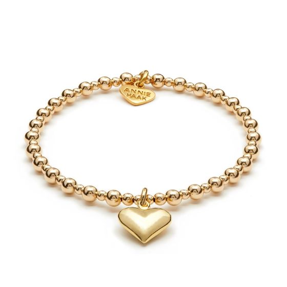 Annie Haak Mini Orchid Gold Plated Charm Bracelet - Solid Heart