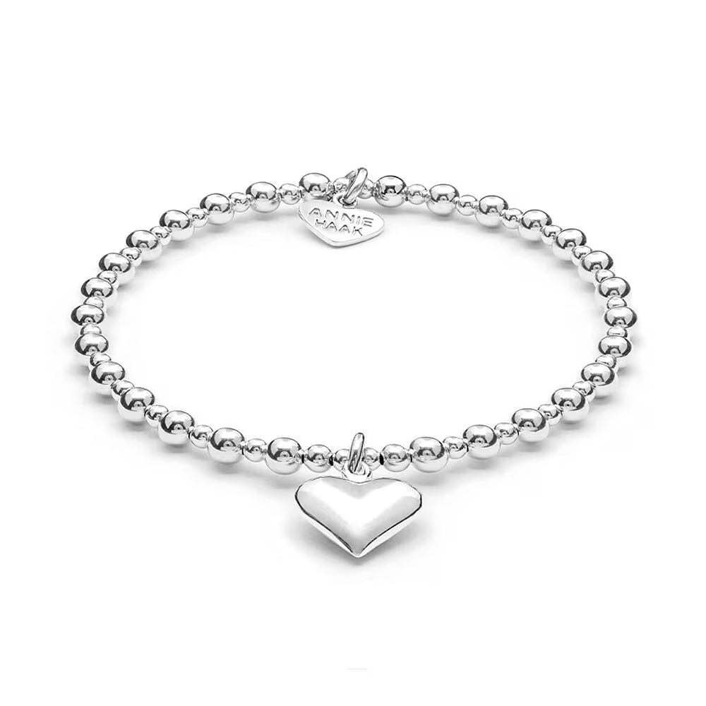 Annie Haak Mini Orchid Silver Charm Bracelet - Solid Heart