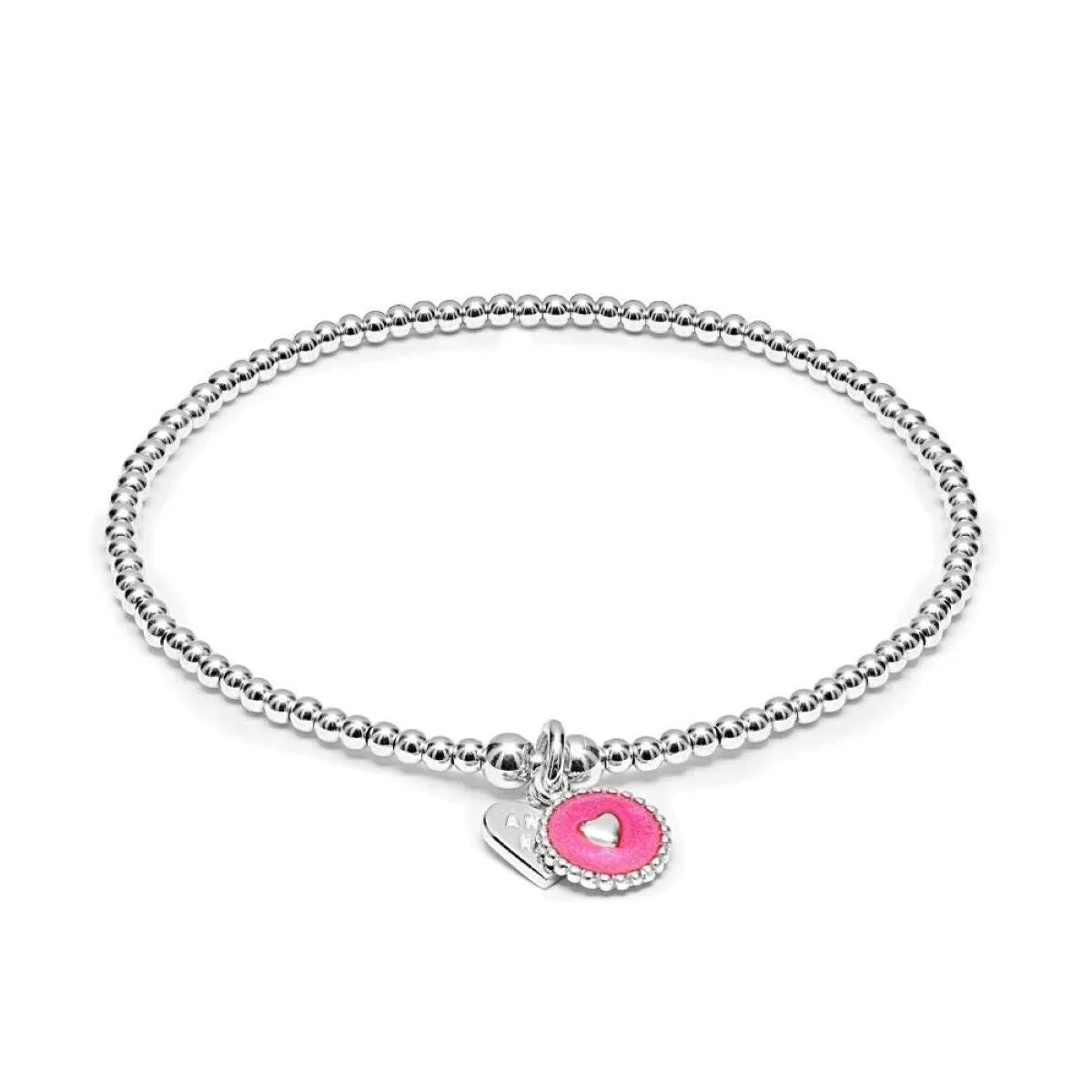 Annie Haak Santeenie Silver Charm Bracelet - Pink Heart