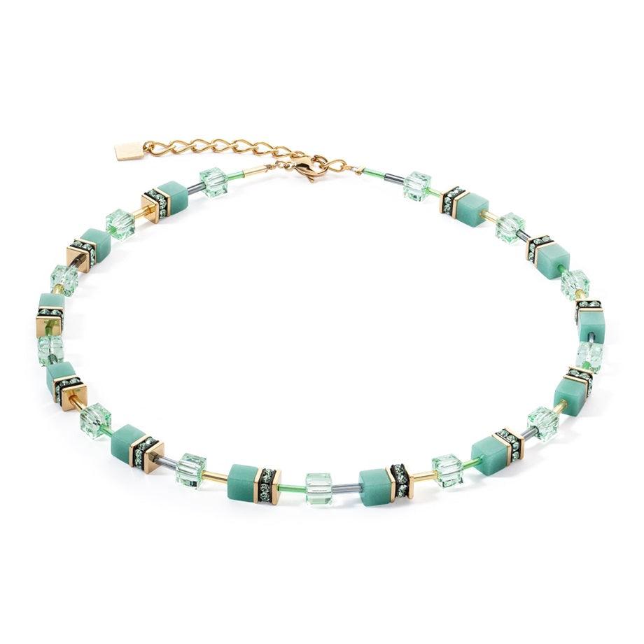 Coeur De Lion GeoCUBE® Iconic Mono Gold Necklace Green 4020/10-0533