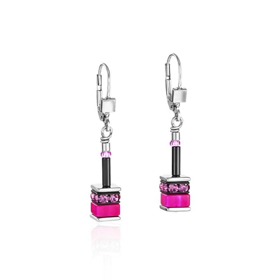 Coeur De Lion GeoCUBE® Earrings classic polaris & rhinestone multicolour