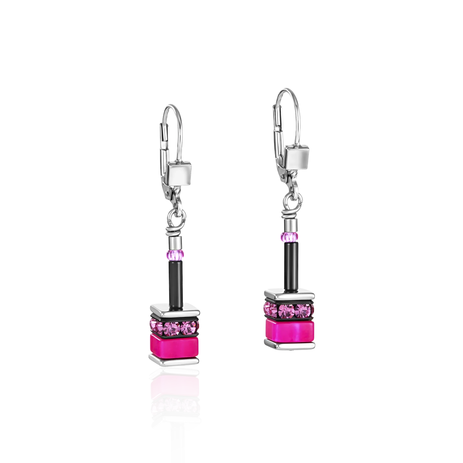 Coeur De Lion GeoCUBE® Earrings Classic Polaris & Rhinestone Multicolour