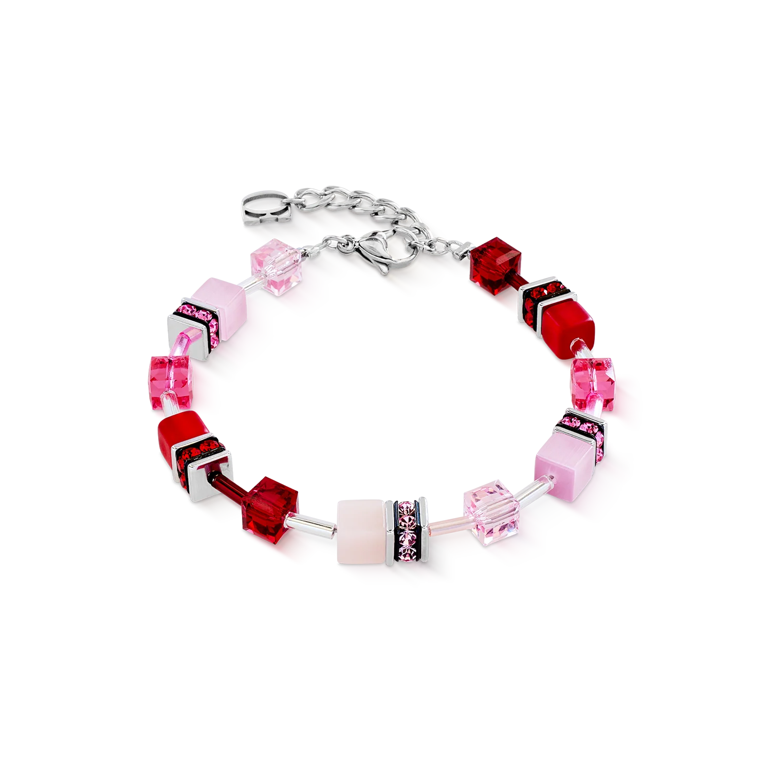 Colorful beaded bracelet on a white background