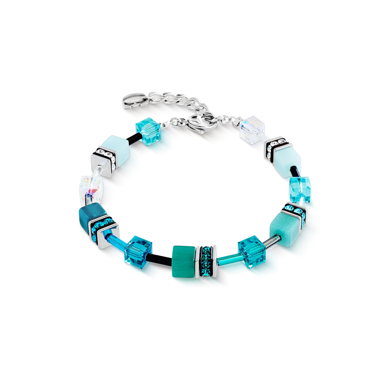 Coeur De Lion GeoCUBE® Iconic Bracelet Teal Silver