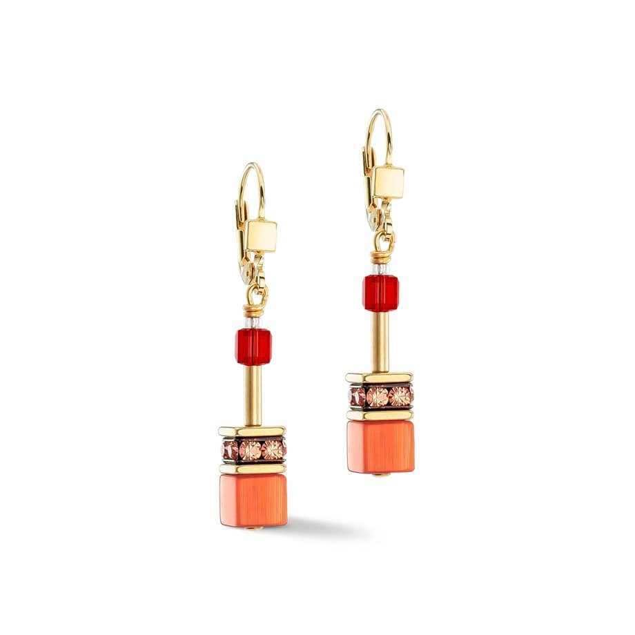 Coeur De Lion GeoCUBE® Iconic Earrings Gold Red