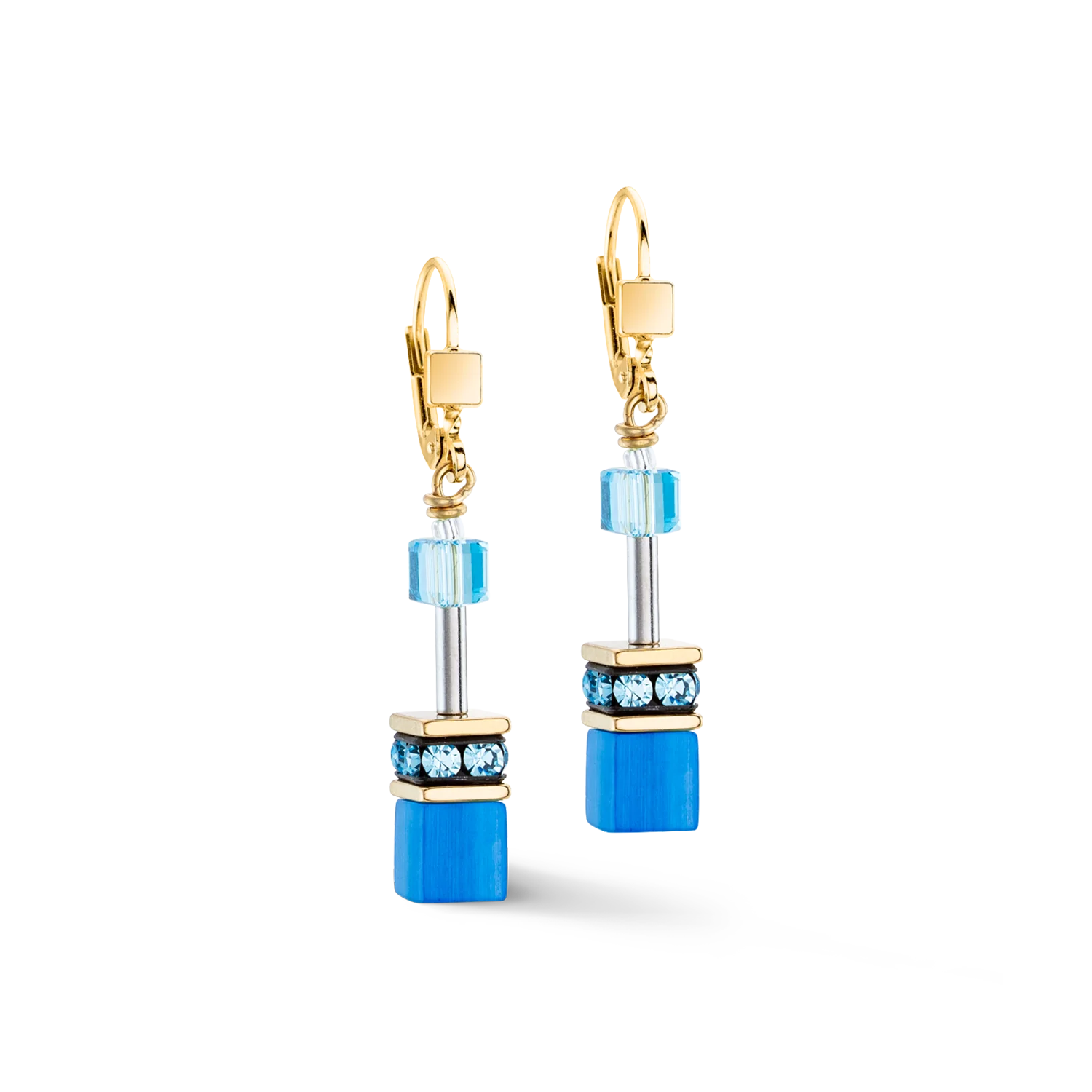 Coeur De Lion GeoCUBE® Iconic Mono Gold Earrings Turquoise