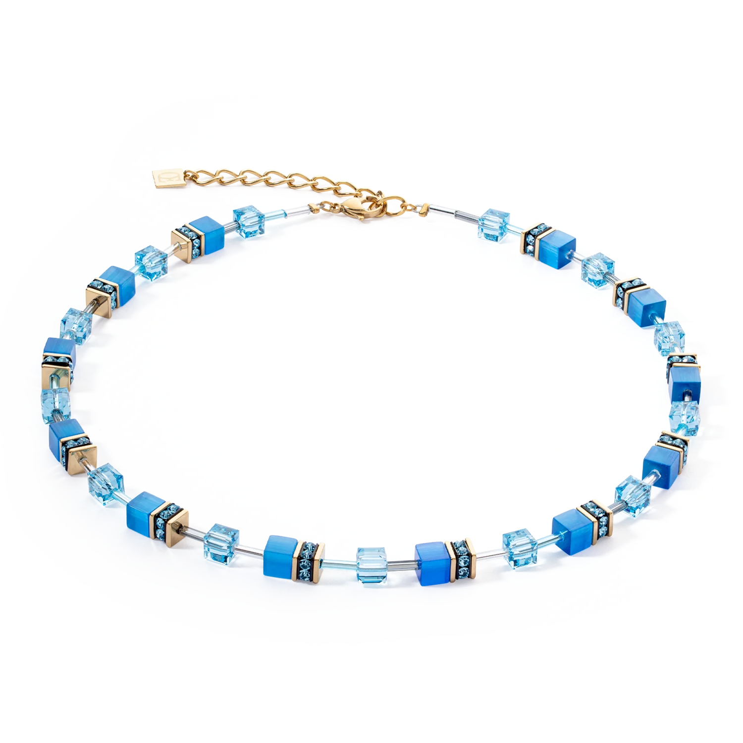 Coeur De Lion GeoCUBE® Iconic Mono Gold Necklace Turquoise