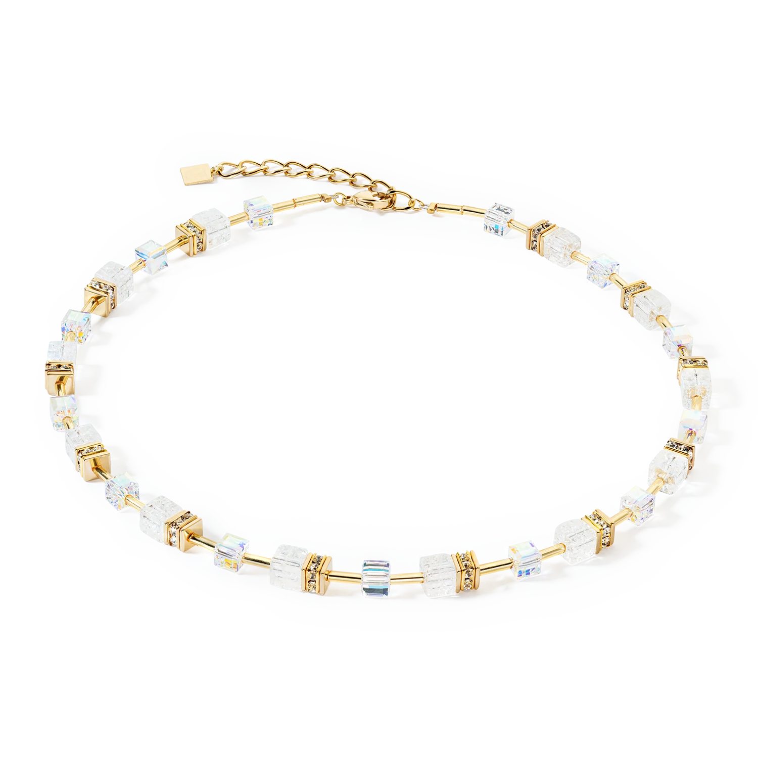 Coeur De Lion GeoCUBE® Iconic Nature Necklace Gold White