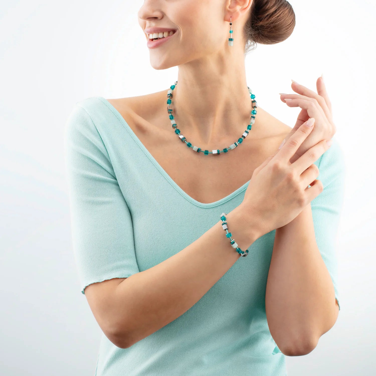 Coeur De Lion GeoCUBE® Iconic Precious Necklace Silver-Green