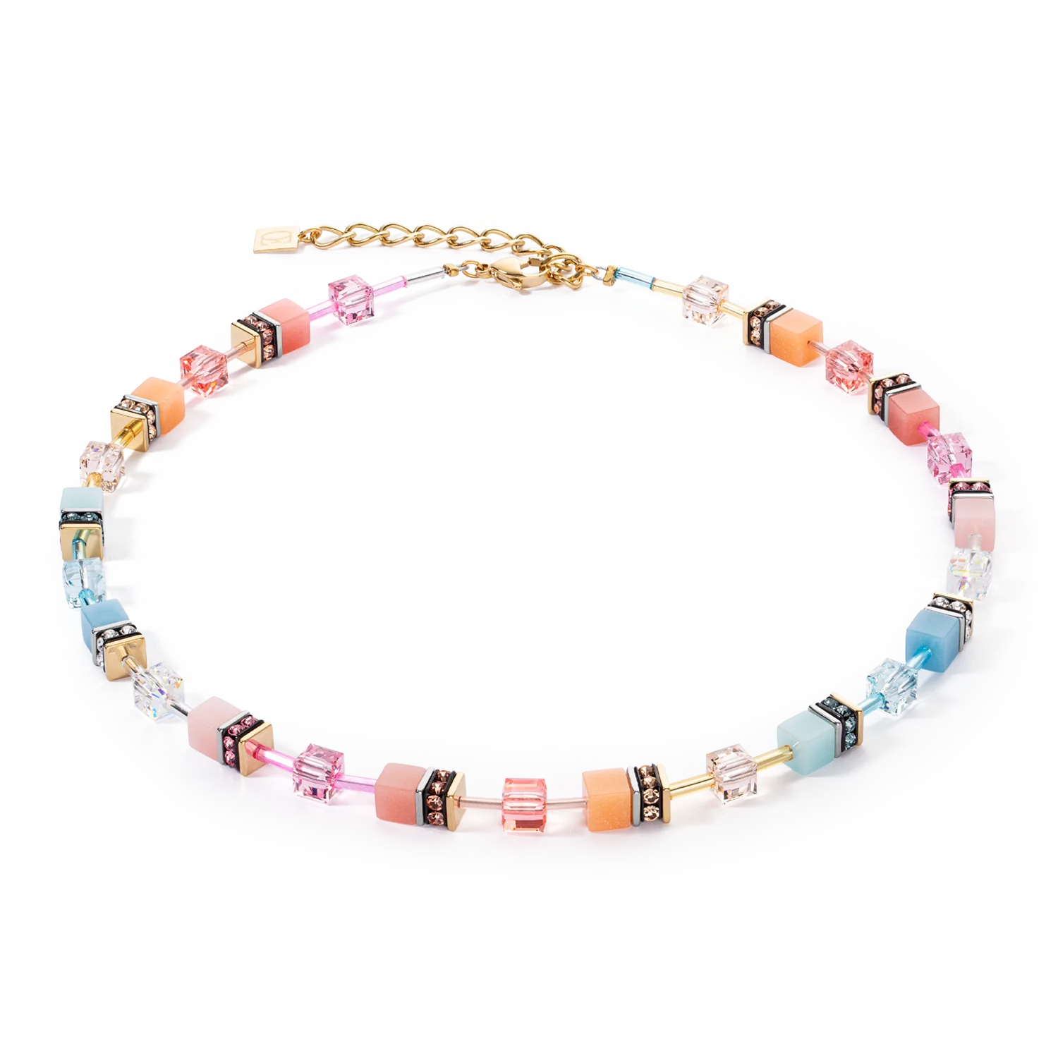 Coeur De Lion GeoCUBE® Iconic Necklace Aqua-Apricot