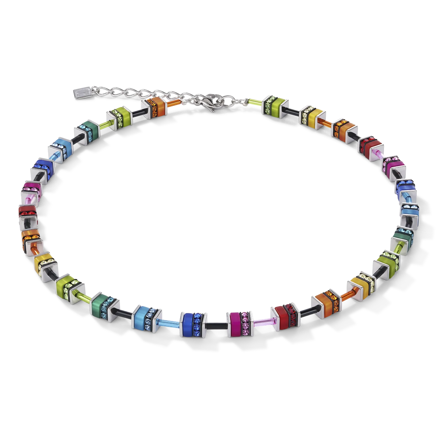 Coeur De Lion GeoCUBE® Necklace Classic Polaris & Rhinestone Multicolour