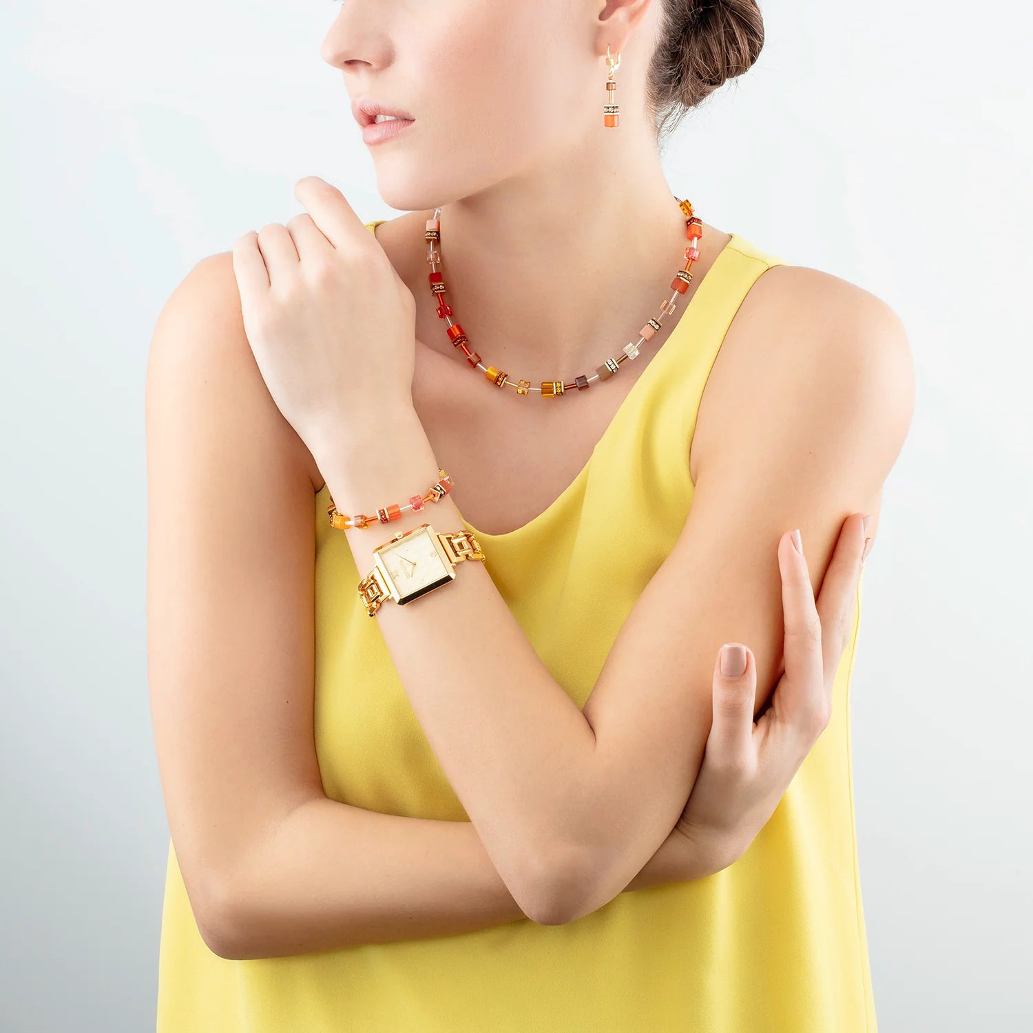 Coeur De Lion GeoCUBE® Iconic Necklace Sunset Gold