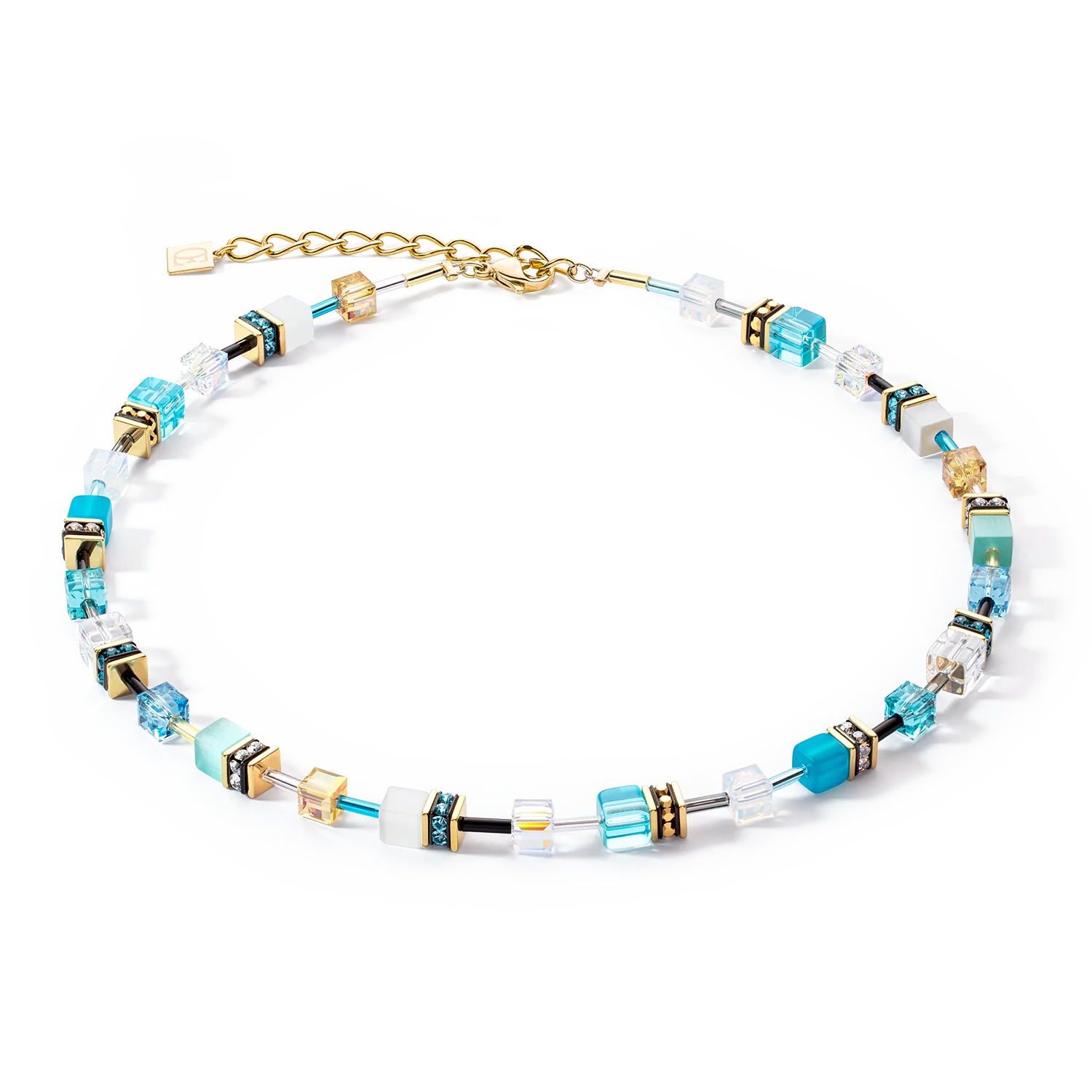 Coeur De Lion GeoCUBE® Iconic Necklace Gold Turquoise