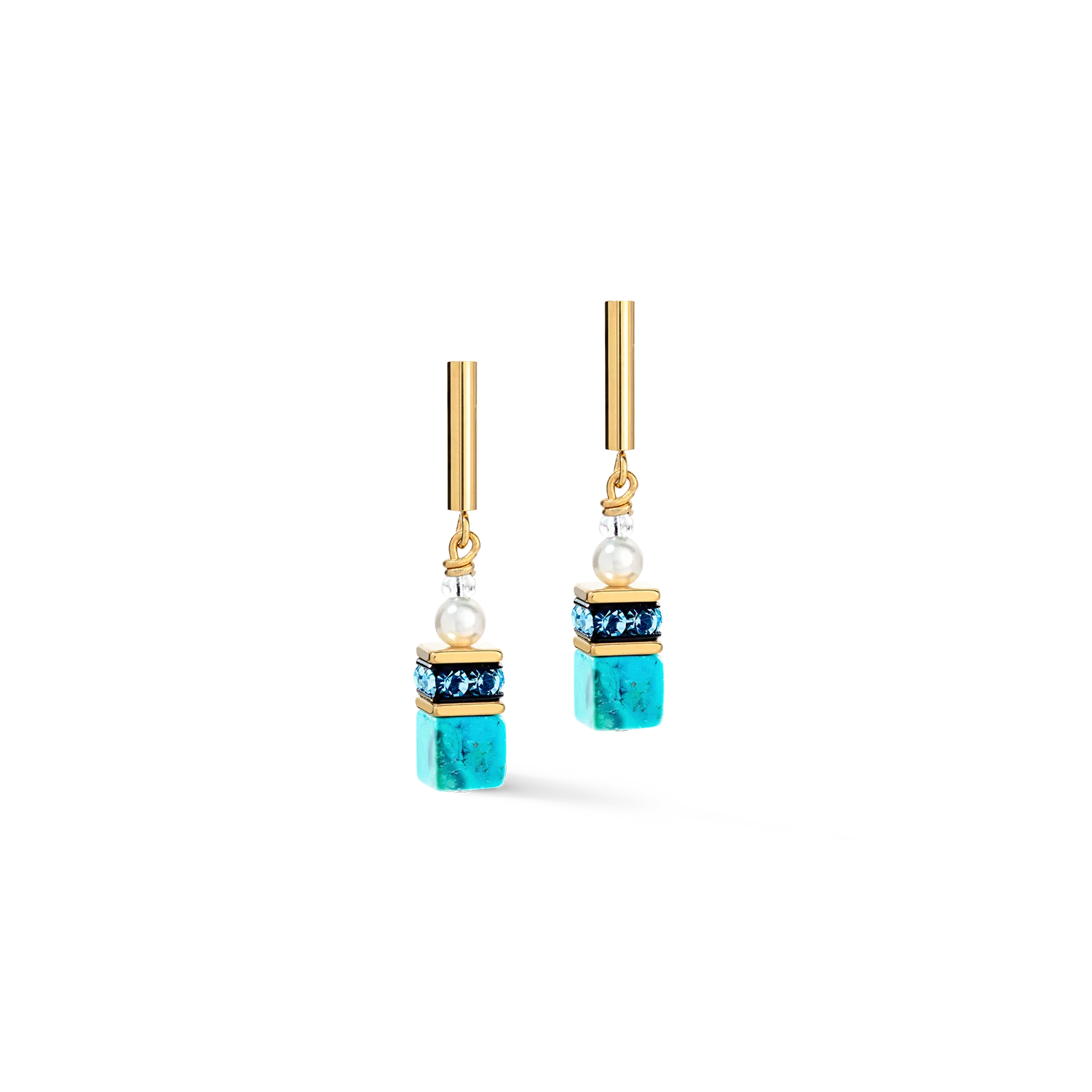 Coeur De Lion GeoCUBE® Precious Fusion Pearls earrings turquoise