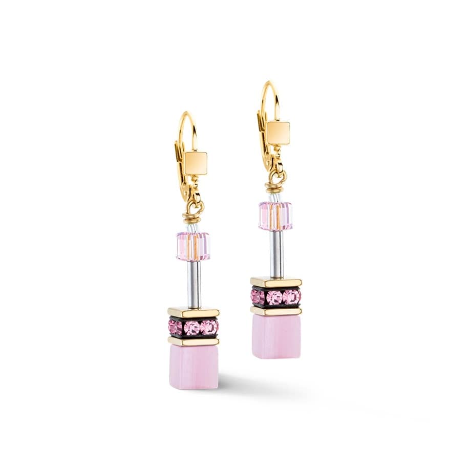 GeoCUBE® Iconic Mono Gold Earrings Pink