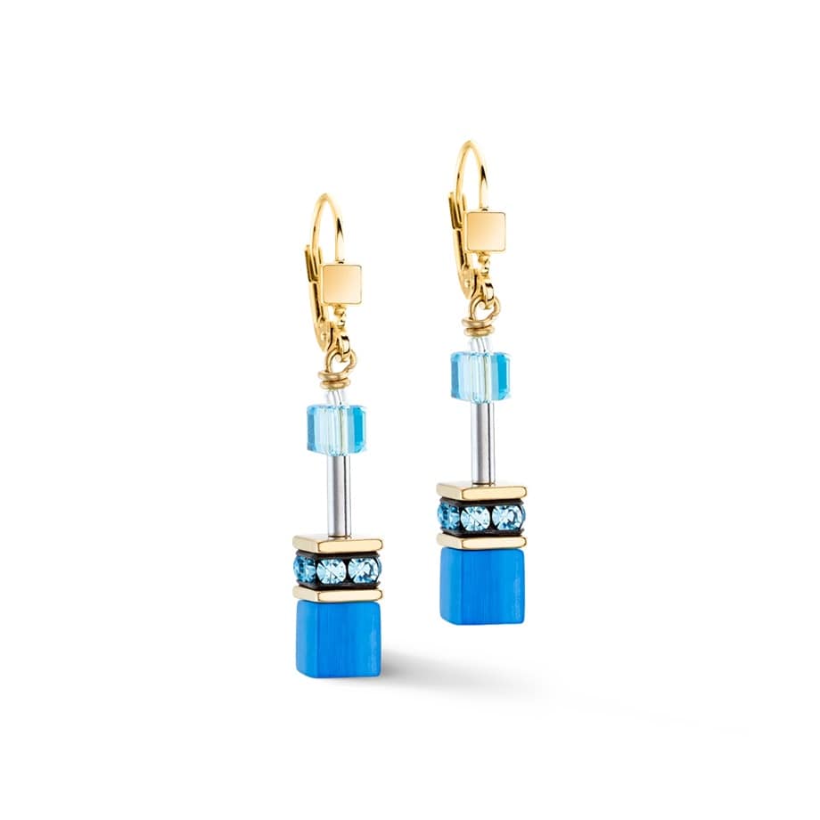 GeoCUBE® Iconic Mono Gold Earrings Turquoise