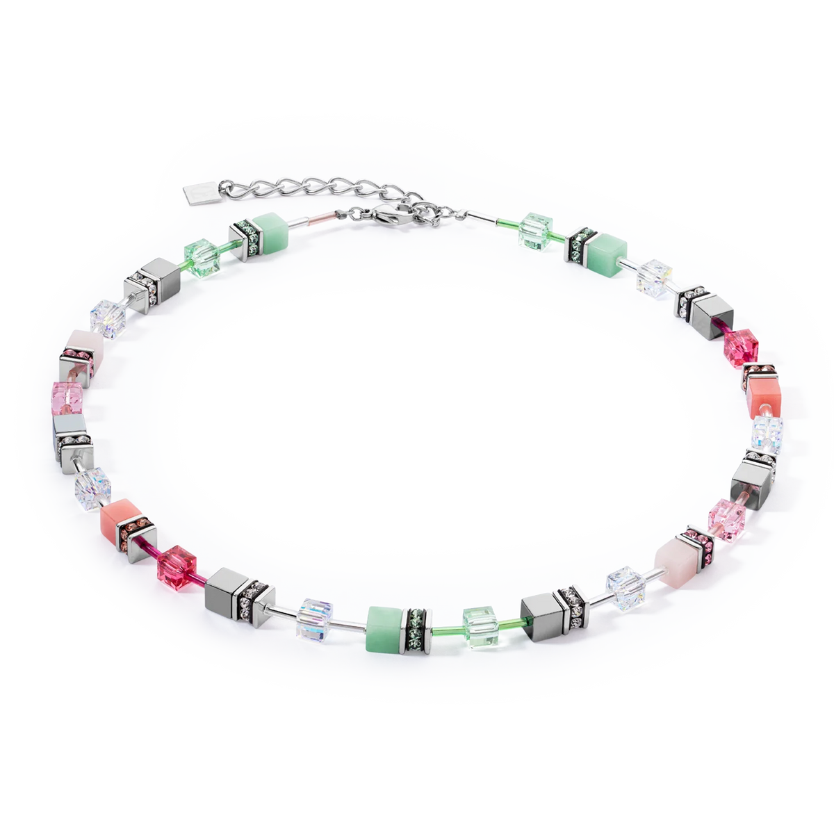 GeoCUBE® Iconic necklace green-pink 4023100504