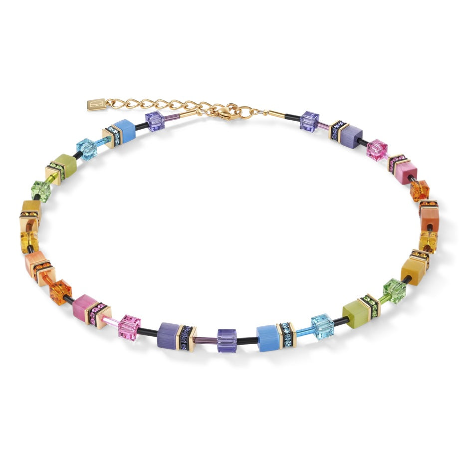 GeoCUBE® Necklace Multicolour Rainbow Gold