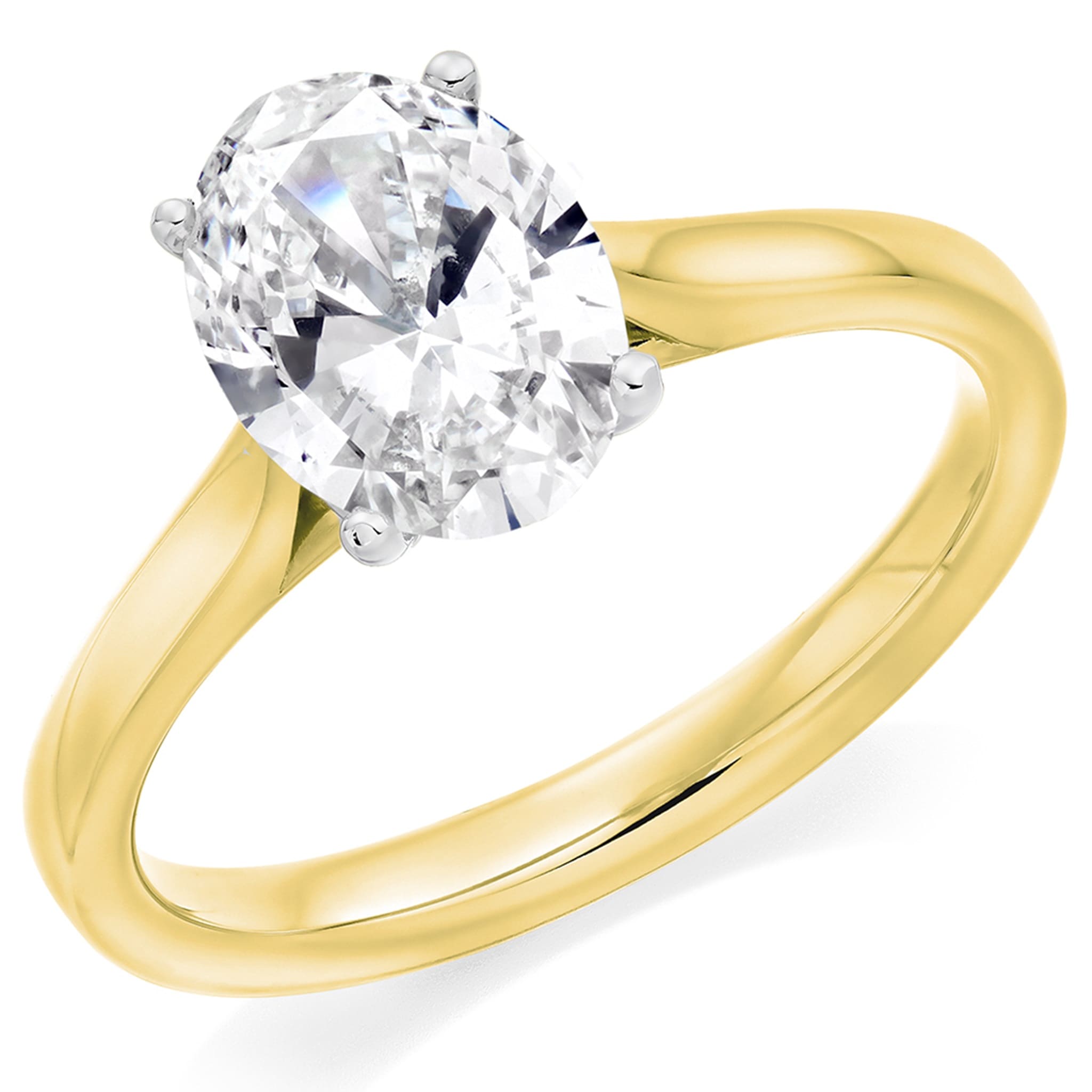 Lab Grown Oval Diamond set in 18ct yellow gold