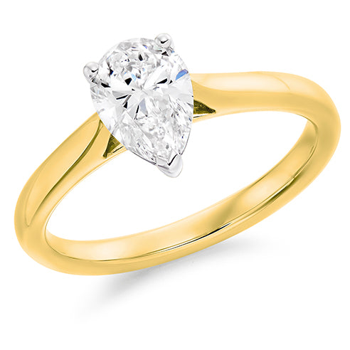 2.10ct Pear Cut Lab Grown Diamond Ring in 18ct Yellow Gold