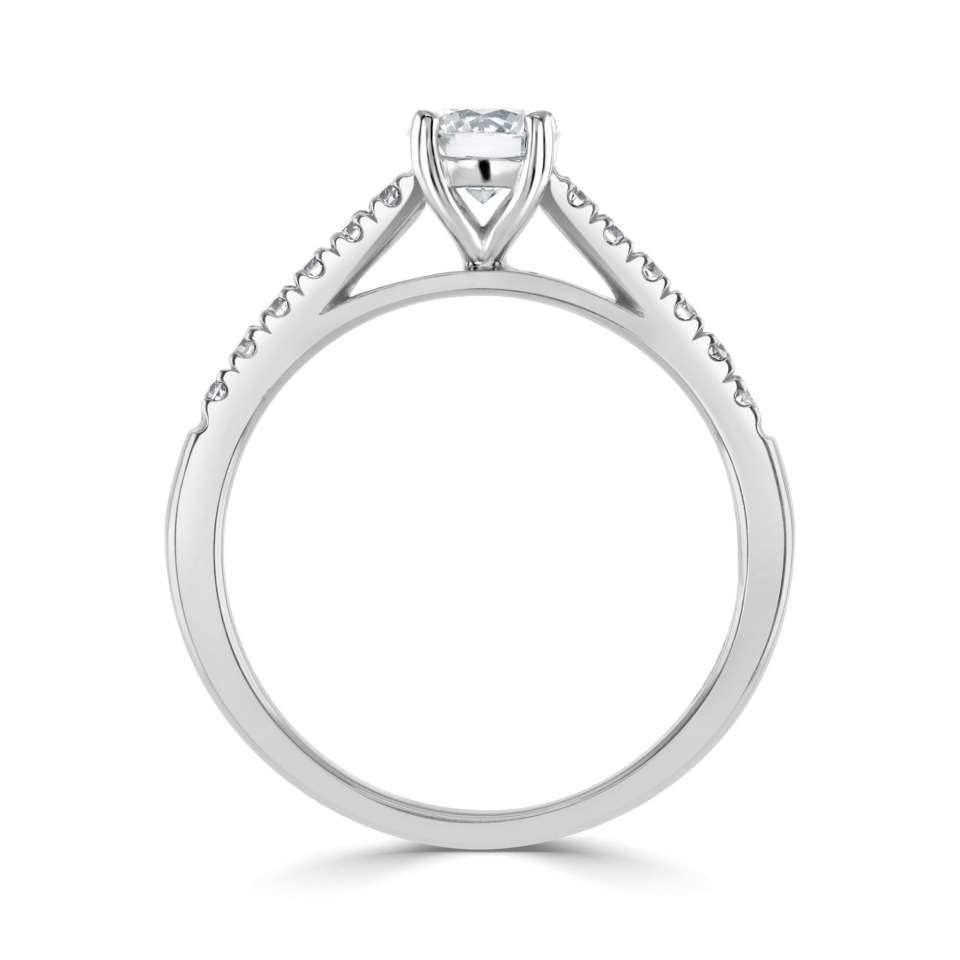 Round Brilliant Cut Diamond Solitaire with Diamond Shoulders