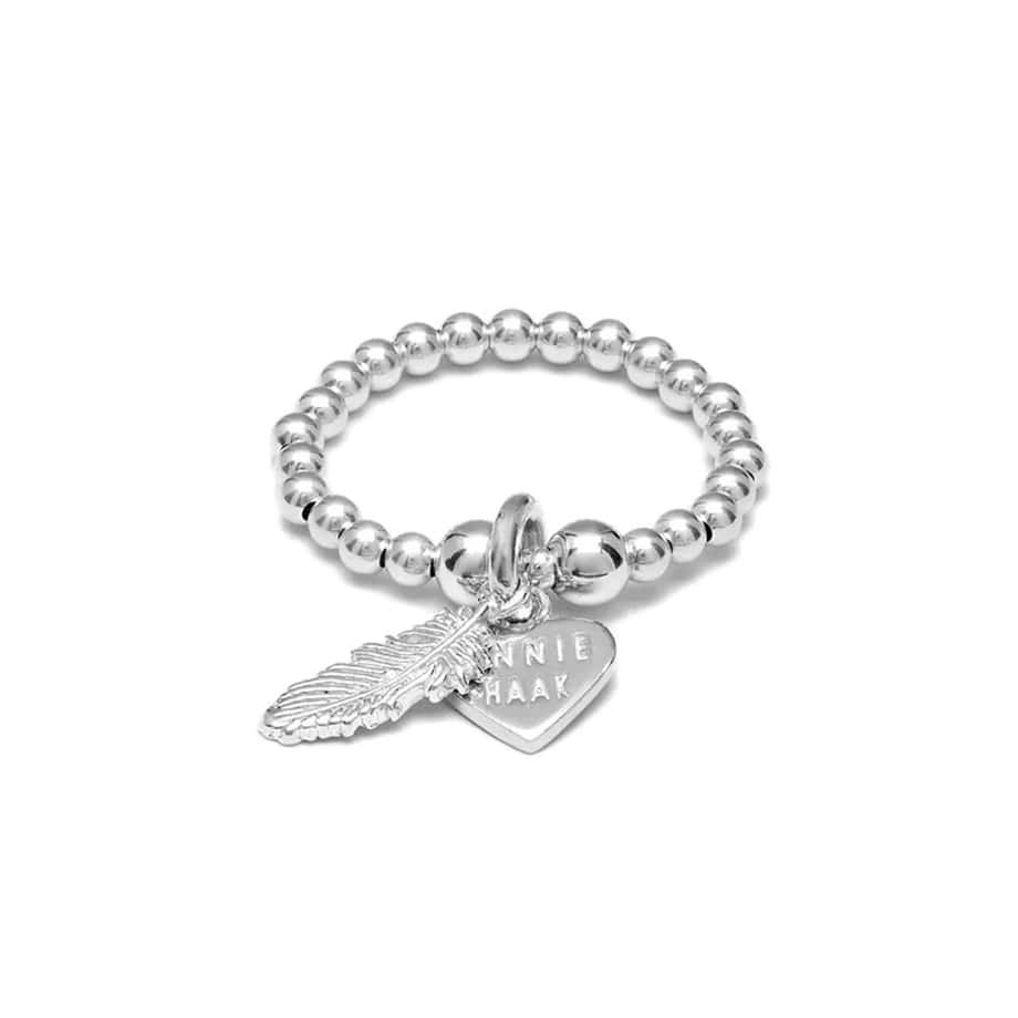 Annie Haak Santeenie Silver Charm Ring - Feather