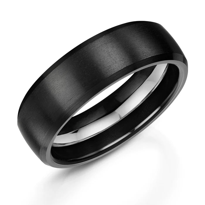 Men's Zedd 7mm Matte Zirconium and Silver Ring ZT327/4A