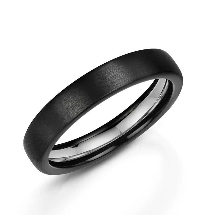 Zedd Men's 4mm Matte Zirconium and Silver Ring ZZ324