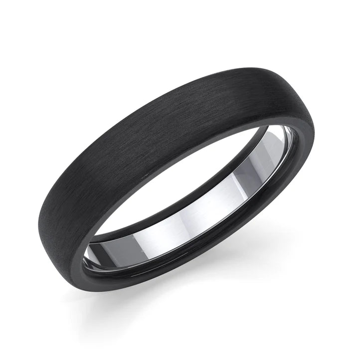 Zedd Men's 5mm Matte Zirconium and Silver Ring ZZ325