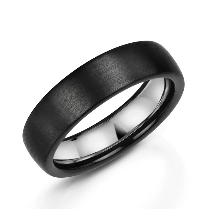 Zedd Men's 6mm Zirconium and Silver Ring Matte ZZ326