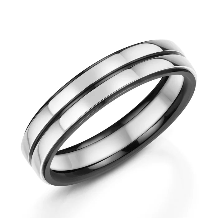 Men’s Zedd 9ct White Gold & Zirconium Ring ZZ505