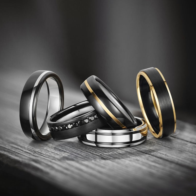 four zirconium wedding bands