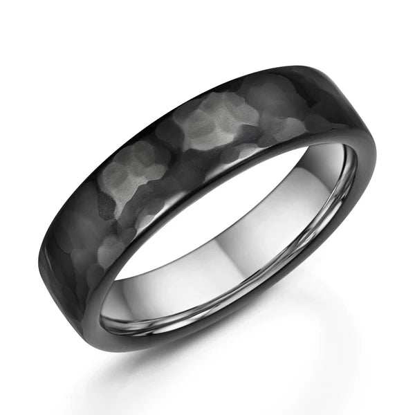 Zirconium and Silver Ring Hammered ZZ326/HAM